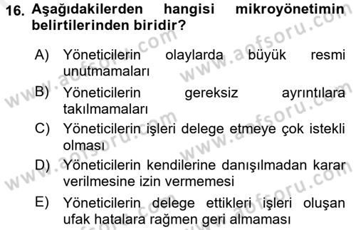 Proje Yönetimi Dersi 2017 - 2018 Yılı 3 Ders Sınav Soruları 16. Soru