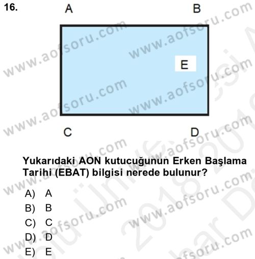 Proje Yönetimi Dersi 2018 - 2019 Yılı (Vize) Ara Sınavı 16. Soru