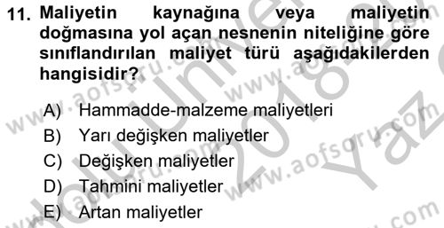 Proje Yönetimi Dersi 2018 - 2019 Yılı Yaz Okulu Sınav Soruları 11. Soru