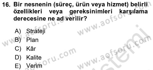 Proje Yönetimi Dersi 2021 - 2022 Yılı (Vize) Ara Sınav Soruları 16. Soru