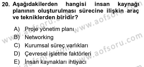 Proje Yönetimi Dersi 2021 - 2022 Yılı (Vize) Ara Sınav Soruları 20. Soru
