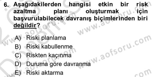 Proje Yönetimi Dersi 2021 - 2022 Yılı (Final) Dönem Sonu Sınav Soruları 6. Soru