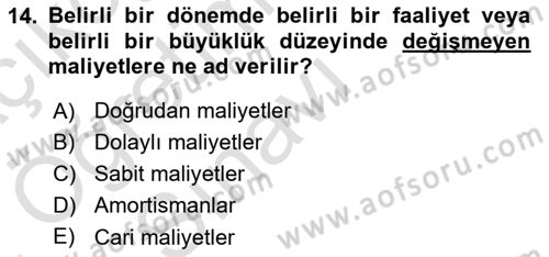 Proje Yönetimi Dersi 2021 - 2022 Yılı Yaz Okulu Sınav Soruları 14. Soru