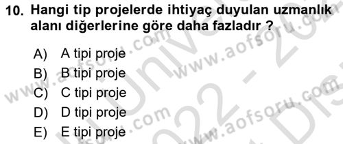 Proje Yönetimi Dersi 2022 - 2023 Yılı (Vize) Ara Sınav Soruları 10. Soru