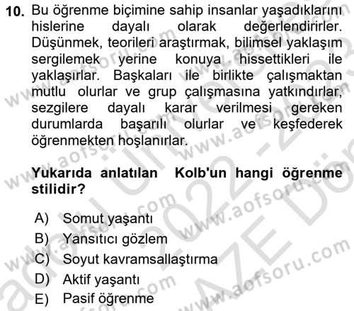 Proje Yönetimi Dersi 2022 - 2023 Yılı (Final) Dönem Sonu Sınav Soruları 10. Soru