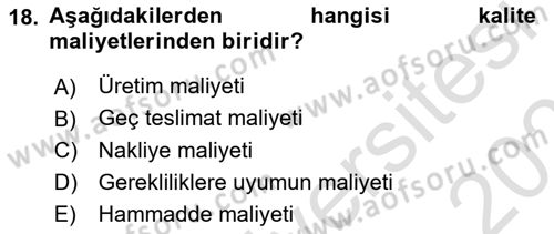 Proje Yönetimi Dersi 2023 - 2024 Yılı (Vize) Ara Sınavı 18. Soru