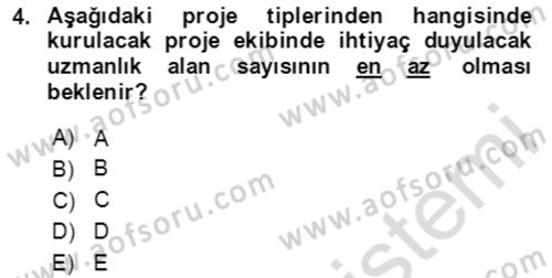 Proje Yönetimi Dersi 2023 - 2024 Yılı (Final) Dönem Sonu Sınav Soruları 4. Soru