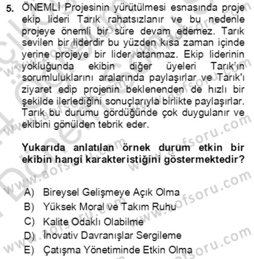 Proje Yönetimi Dersi 2023 - 2024 Yılı (Final) Dönem Sonu Sınav Soruları 5. Soru