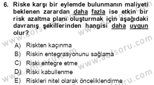 Proje Yönetimi Dersi 2023 - 2024 Yılı (Final) Dönem Sonu Sınav Soruları 6. Soru