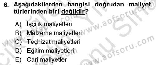 Proje Yönetimi Dersi 2024 - 2025 Yılı (Final) Dönem Sonu Sınav Soruları 6. Soru