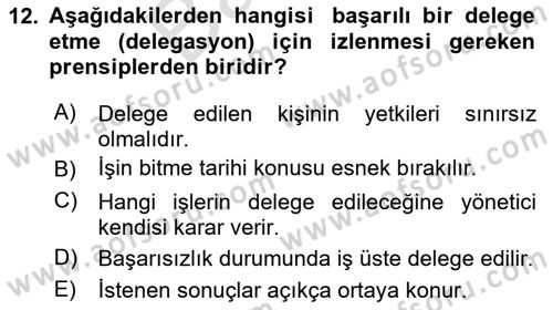 Proje Yönetimi Dersi 2025 - 2026 Yılı (Final) Dönem Sonu Sınav Soruları 12. Soru