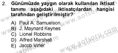 İktisada Giriş 1 Dersi 2012 - 2013 Yılı (Vize) Ara Sınav Soruları 2. Soru