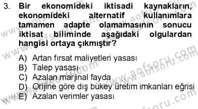 İktisada Giriş 1 Dersi 2012 - 2013 Yılı (Vize) Ara Sınav Soruları 3. Soru