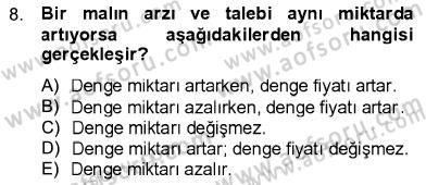 İktisada Giriş 1 Dersi 2012 - 2013 Yılı (Vize) Ara Sınav Soruları 8. Soru
