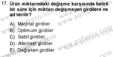 İktisada Giriş 1 Dersi 2013 - 2014 Yılı (Vize) Ara Sınav Soruları 17. Soru