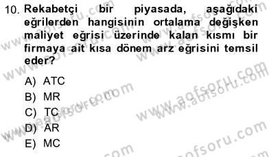 İktisada Giriş 1 Dersi 2013 - 2014 Yılı (Final) Dönem Sonu Sınav Soruları 10. Soru