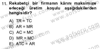 İktisada Giriş 1 Dersi 2013 - 2014 Yılı (Final) Dönem Sonu Sınav Soruları 11. Soru