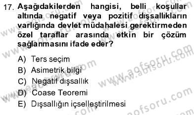 İktisada Giriş 1 Dersi 2013 - 2014 Yılı (Final) Dönem Sonu Sınav Soruları 17. Soru