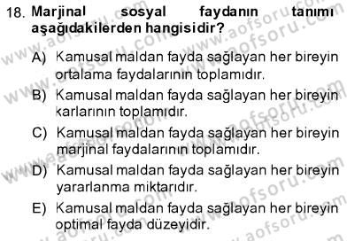 İktisada Giriş 1 Dersi 2013 - 2014 Yılı (Final) Dönem Sonu Sınav Soruları 18. Soru