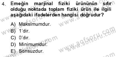 İktisada Giriş 1 Dersi 2013 - 2014 Yılı (Final) Dönem Sonu Sınav Soruları 4. Soru