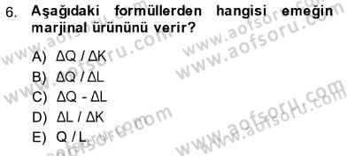 İktisada Giriş 1 Dersi 2013 - 2014 Yılı (Final) Dönem Sonu Sınav Soruları 6. Soru