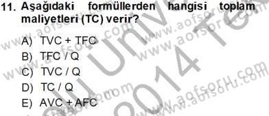 İktisada Giriş 1 Dersi 2013 - 2014 Yılı Tek Ders Sınav Soruları 11. Soru