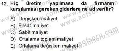 İktisada Giriş 1 Dersi 2013 - 2014 Yılı Tek Ders Sınav Soruları 12. Soru