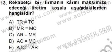 İktisada Giriş 1 Dersi 2013 - 2014 Yılı Tek Ders Sınav Soruları 13. Soru