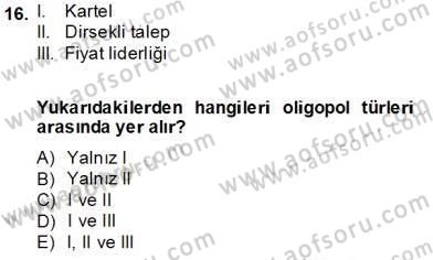 İktisada Giriş 1 Dersi 2013 - 2014 Yılı Tek Ders Sınav Soruları 16. Soru