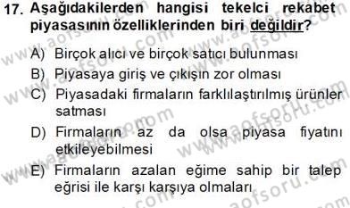 İktisada Giriş 1 Dersi 2013 - 2014 Yılı Tek Ders Sınav Soruları 17. Soru