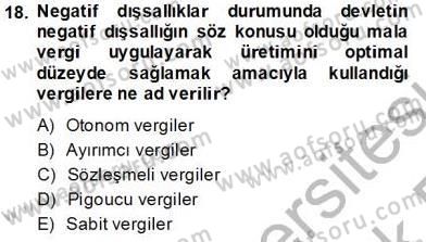 İktisada Giriş 1 Dersi 2013 - 2014 Yılı Tek Ders Sınav Soruları 18. Soru