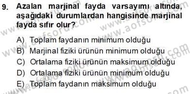 İktisada Giriş 1 Dersi 2013 - 2014 Yılı Tek Ders Sınav Soruları 9. Soru