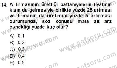 İktisada Giriş 1 Dersi 2014 - 2015 Yılı (Vize) Ara Sınav Soruları 14. Soru