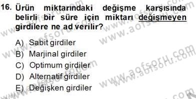 İktisada Giriş 1 Dersi 2014 - 2015 Yılı (Vize) Ara Sınav Soruları 16. Soru