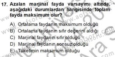 İktisada Giriş 1 Dersi 2014 - 2015 Yılı (Vize) Ara Sınav Soruları 17. Soru