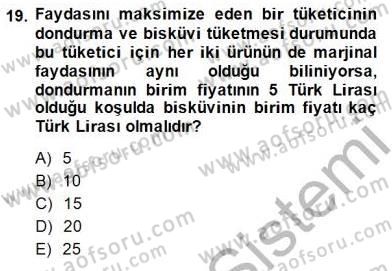 İktisada Giriş 1 Dersi 2014 - 2015 Yılı (Vize) Ara Sınav Soruları 19. Soru