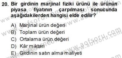 İktisada Giriş 1 Dersi 2014 - 2015 Yılı (Vize) Ara Sınav Soruları 20. Soru