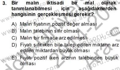 İktisada Giriş 1 Dersi 2014 - 2015 Yılı (Vize) Ara Sınav Soruları 3. Soru