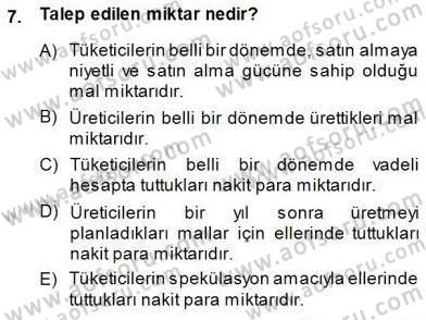 İktisada Giriş 1 Dersi 2014 - 2015 Yılı (Vize) Ara Sınav Soruları 7. Soru