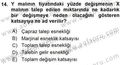 İktisada Giriş 1 Dersi 2015 - 2016 Yılı (Vize) Ara Sınav Soruları 14. Soru