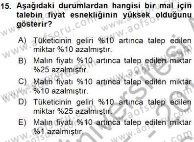 İktisada Giriş 1 Dersi 2015 - 2016 Yılı (Vize) Ara Sınav Soruları 15. Soru