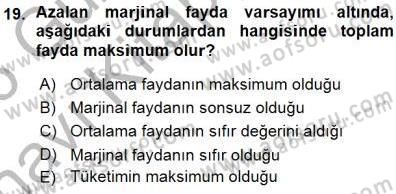 İktisada Giriş 1 Dersi 2015 - 2016 Yılı (Vize) Ara Sınav Soruları 19. Soru