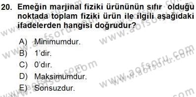 İktisada Giriş 1 Dersi 2015 - 2016 Yılı (Vize) Ara Sınav Soruları 20. Soru