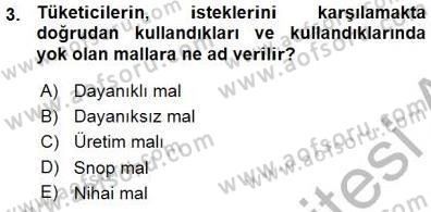 İktisada Giriş 1 Dersi 2015 - 2016 Yılı (Vize) Ara Sınav Soruları 3. Soru