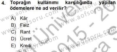 İktisada Giriş 1 Dersi 2015 - 2016 Yılı (Vize) Ara Sınav Soruları 4. Soru