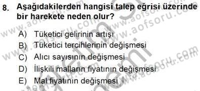 İktisada Giriş 1 Dersi 2015 - 2016 Yılı (Vize) Ara Sınav Soruları 8. Soru