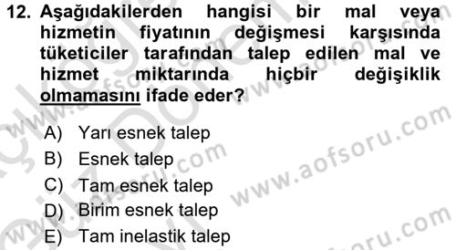 İktisada Giriş 1 Dersi 2016 - 2017 Yılı (Vize) Ara Sınav Soruları 12. Soru