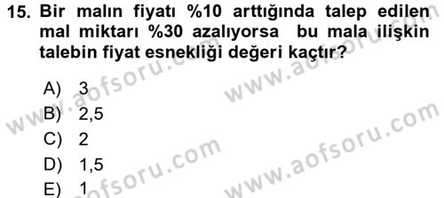 İktisada Giriş 1 Dersi 2016 - 2017 Yılı (Vize) Ara Sınav Soruları 15. Soru