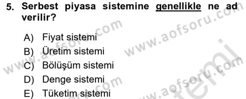İktisada Giriş 1 Dersi 2016 - 2017 Yılı (Vize) Ara Sınav Soruları 5. Soru