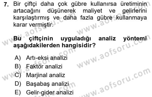 İktisada Giriş 1 Dersi 2016 - 2017 Yılı (Vize) Ara Sınav Soruları 7. Soru